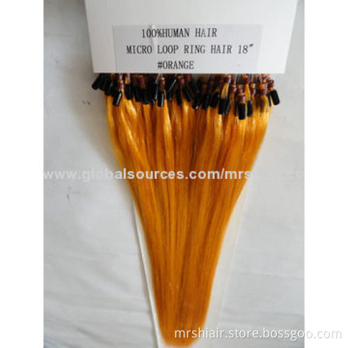 18-inch Orange Color Silk Straight Micro Loop Ring Hair Extensions